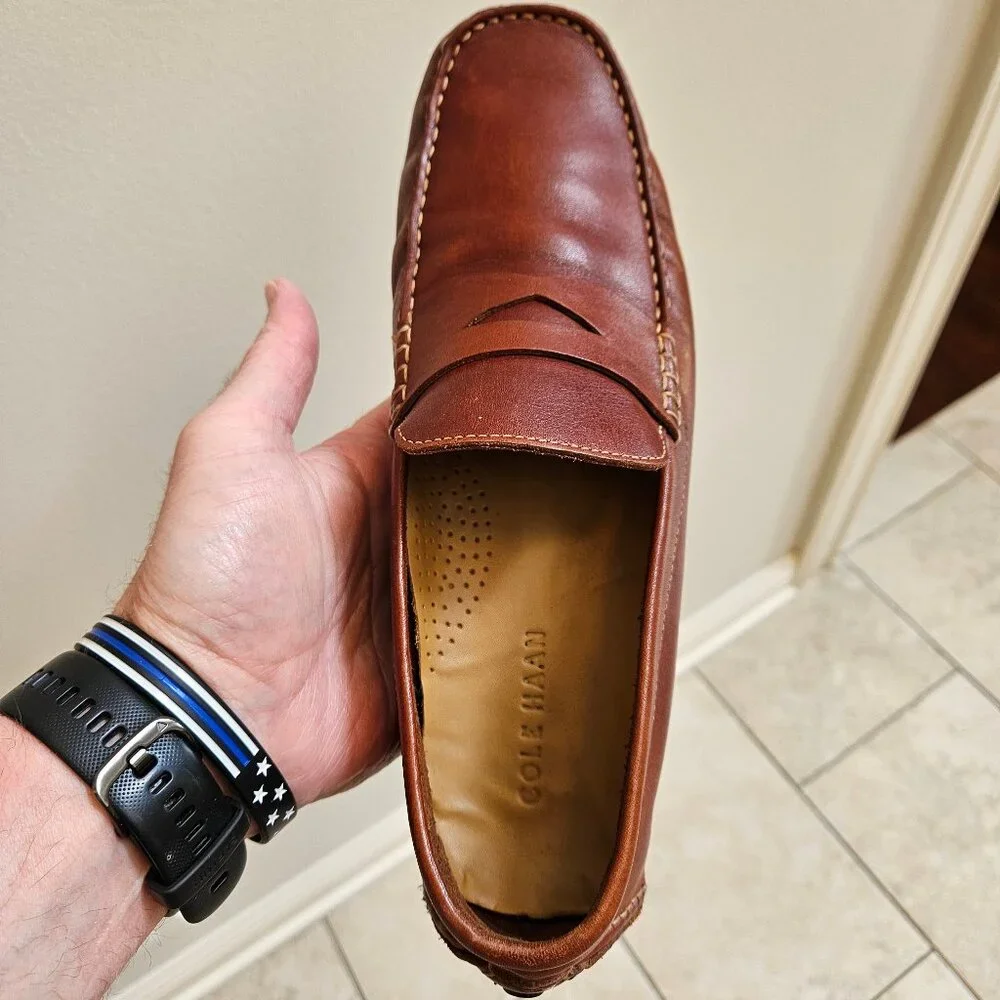 Cole Haan Men's Soft Leather Penny Loafers, Light Brown, Sz 9 - Picture 11 of 16